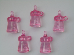 Акрилни елементи розова бебешка бутилка 04 - 5бр.