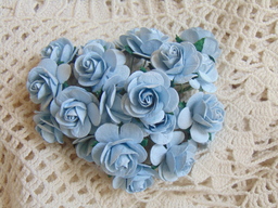 Рози 2см цвят бебешко син MKX-021 -5бр.