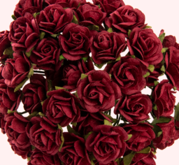 Тъмно червени рози от мълбери хартия MKX-002 -5 бр.